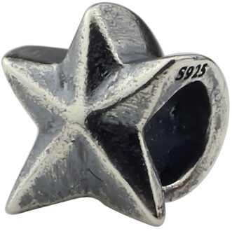 Authentieke 925 Sterling Silver Star Charm Bead Past Europese 3.0Mm Armband Sieraden