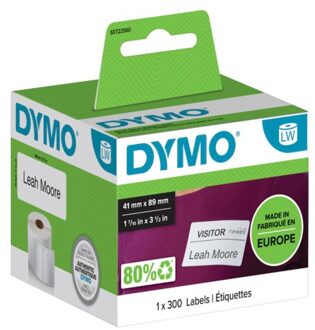 Authentieke LabelWriter Kleine Naambadge Label Wit (41 mm x 89 mm)