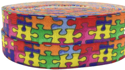 Autism Awareness Puzzel Print Vouw Elasitc 5/8 ''10Y Kleurrijke FOE Lint voor DIY Hoofddeksels Singels accessoire