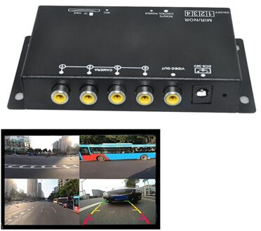 Auto 4-Way Video Switch Parking Camera 4 View Image Split-Screen Control Box Trim