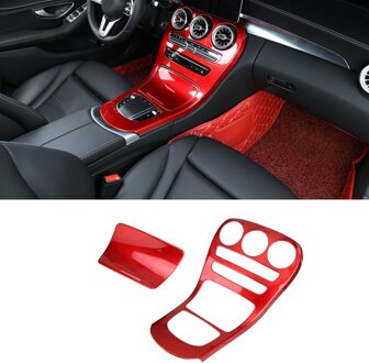 Auto Abs Koolstofvezel Middenconsole Versnellingspook Panel Cover Trim Voor Mercedes Benz Glc Klasse Rood