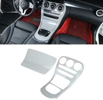 Auto Abs Koolstofvezel Middenconsole Versnellingspook Panel Cover Trim Voor Mercedes Benz Glc Klasse Zilver