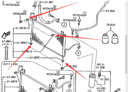 Auto Accessoires Cooling System Condensator Isolator Rubber B25P-61-481 B25P-61-489 Voor Mazda 323 Familie Protege Bj Mazda Premacy 1 car alle 4