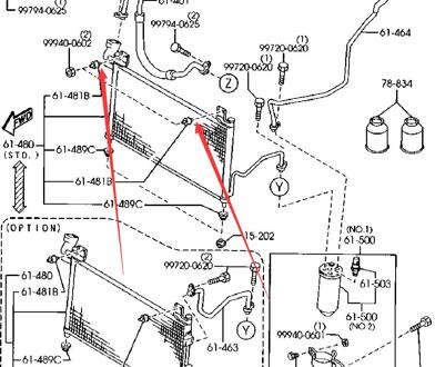 Auto Accessoires Cooling System Condensator Isolator Rubber B25P-61-481 B25P-61-489 Voor Mazda 323 Familie Protege Bj Mazda Premacy 2 stukken bovenste