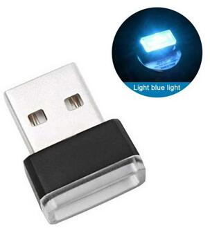 Auto Accessoires Interieur Mini USB Auto Light LED USB Modellering Draadloze Neon Ambient Lamp Motorfiets Auto Styling Sieraden ijs--blauw
