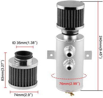 Auto Accessoires Universele Verbijsterd Olie Vangst Kan met Air Filter 750 ml Twee AN10 Connector zilver