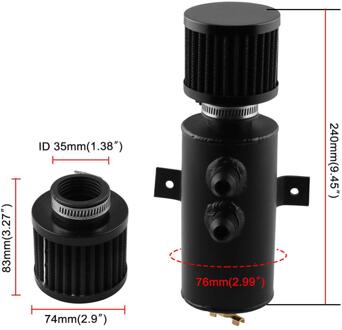 Auto Accessoires Universele Verbijsterd Olie Vangst Kan met Air Filter 750 ml Twee AN10 Connector zwart