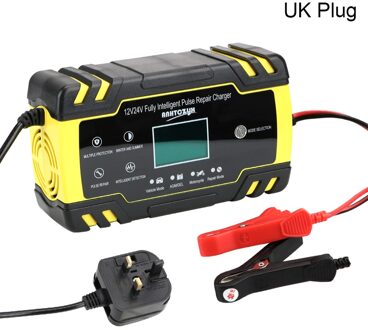 Auto Acculader Volledige Automatische Puls Reparatie 12V-24V 8A Digitale Display Nat Droog Lood-zuur Batterij-Charger Snelle Power Opladen UK plug