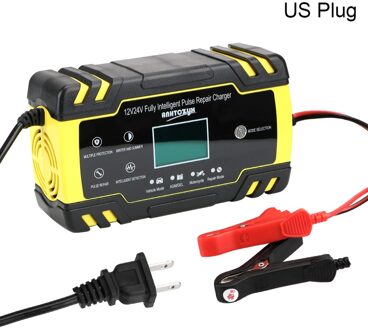 Auto Acculader Volledige Automatische Puls Reparatie 12V-24V 8A Digitale Display Nat Droog Lood-zuur Batterij-Charger Snelle Power Opladen US plug