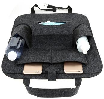 Auto Achterbank Kofferbak Elastische Vilt Opbergtas 5 Pockets Organizer Opknoping Anti Kick Auto Seat Cover Protector Holder onderdelen donker grijs