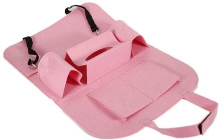 Auto Achterbank Kofferbak Elastische Vilt Opbergtas 5 Pockets Organizer Opknoping Anti Kick Auto Seat Cover Protector Holder onderdelen Roze