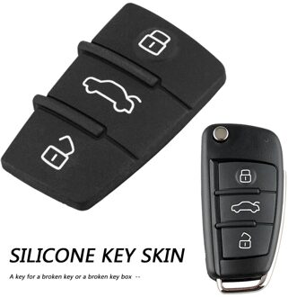 Auto Afstandsbediening Sleutel Shell Vervanging 3 Button Key Fob Case Rubber Pad Voor Audio A1 S1 A3 S3 A4 A6 quattro 2006