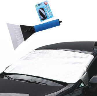 Auto anti bevriezing/vorst deken 70 x 140 cm met ijskrabber blauw 13cm