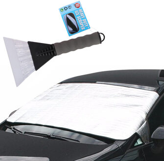 Auto anti bevriezing/vorst deken 70 x 140 cm met ijskrabber grijs 13cm