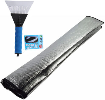 Auto anti bevriezing/vorst deken 70 x 150 cm met ijskrabber blauw 13cm