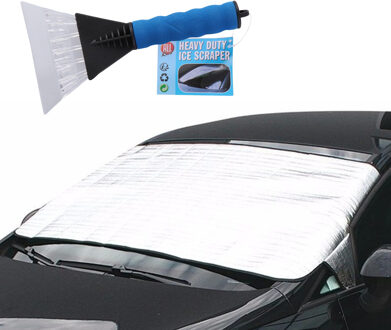 Auto anti bevriezing/vorst deken 85 x 180 cm met ijskrabber blauw 13cm