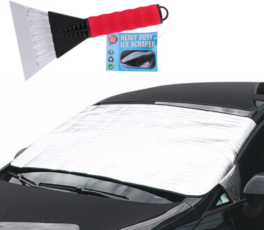 Auto anti bevriezing/vorst deken 85 x 180 cm met ijskrabber rood 13cm