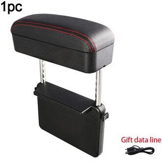 Auto Armsteun Auto Seat Organizer Opbergdoos Met Draadloze Lading Opslag Pocket Auto Interieur Accessoires Arm Rest Usb Lijn rood lijn