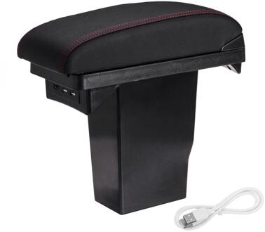 Auto Armsteun Box 3 Usb Lederen Centrum Opbergdoos Voor Peugeot Peugeot 301 Citroen C3-XR Rood