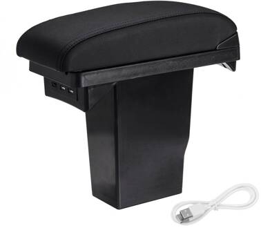 Auto Armsteun Box 3 Usb Lederen Centrum Opbergdoos Voor Peugeot Peugeot 301 Citroen C3-XR zwart