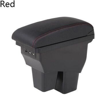 Auto Armsteun Box Armleuningen Leather Center Double Layer Opbergdoos 3 Usb Compatibel Met Peugeot Rood