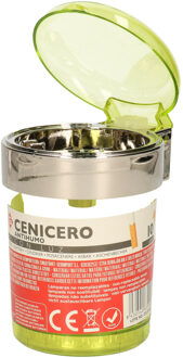 Auto asbak met LED lamp verlichting en klepje - groen - 11 x 8 cm