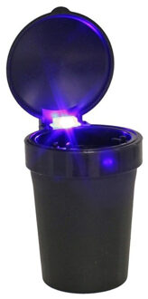 Auto asbak met LED lamp verlichting en klepje - zwart - 11 x 8 cm