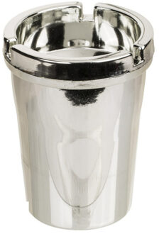 Auto asbak zilver/chroom 11 x 8 cm