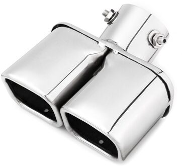 Auto Auto Zilver Rvs Chrome Dubbele Outlet Uitlaat Uitlaatpijp Keel Liner Universal 63Mm Inlaat