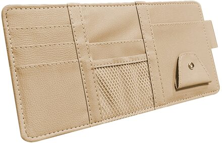 Auto Auto Zonneklep Point Pocket Organizer Bag Kaart Bril Opslag Houder Auto-Styling Houder Zonnescherm Tas Voor zonnebril Beige - Zipper