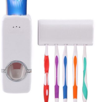 Auto Automatische Tandpasta Dispenser Tandenborstelhouder Set Wall Mount Stand Tanden Borstel Doos Badkamer Accessoires Rack WYY