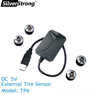 Auto Band Alarm, Bandenspanningscontrolesysteem, Usb Tpms, Voor Android Autoradio Scherm, 4Pcs/Kit USB extern TP6