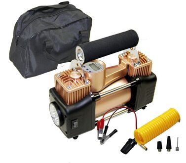Auto Band Band Inflator Draagbare Metalen Voertuig Auto Electric Pump Air Compressor Dubbele Cilinder Digital Air Compressor gouden