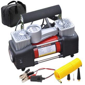 Auto Band Band Inflator Draagbare Metalen Voertuig Auto Electric Pump Air Compressor Dubbele Cilinder Digital Air Compressor Rood