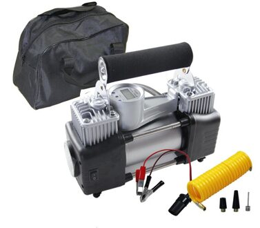 Auto Band Band Inflator Draagbare Metalen Voertuig Auto Electric Pump Air Compressor Dubbele Cilinder Digital Air Compressor zilver