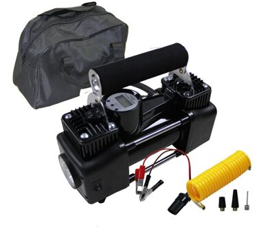 Auto Band Band Inflator Draagbare Metalen Voertuig Auto Electric Pump Air Compressor Dubbele Cilinder Digital Air Compressor zwart