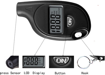 Auto Bandenspanning Monitor Auto Digitale Draagbare Band Air Meter Gauge Manometer Barometers Tool Lcd Display Adapter Met Sleutelhanger