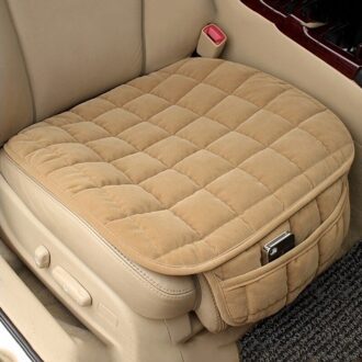 Auto Bekleding Winter Warm Zitkussen Anti-Slip Universal Front Stoel Zetel Ademend Pad Voor Voertuig Auto seat Protector Beige