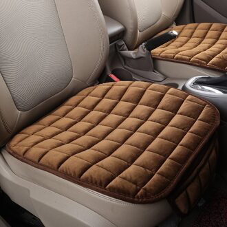 Auto Bekleding Winter Warm Zitkussen Anti-Slip Universal Front Stoel Zetel Ademend Pad Voor Voertuig Auto seat Protector koffie