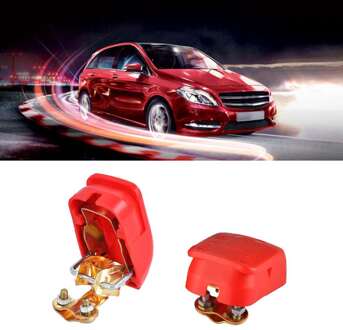 Auto Boot Batterij Terminal Connector Klem Negatieve Positieve Blauw Rode Cover