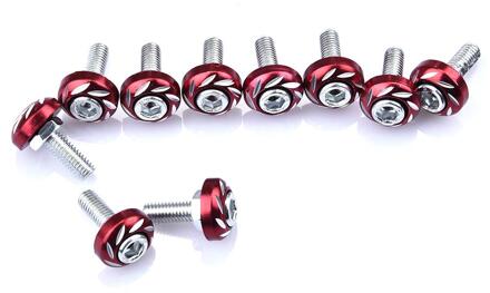 Auto Bout Univeral Aluminium 6mm Fasteners Washer Bumper Motor Concave Schroeven Washer Kentekenplaat Bouten Auto- styling rood