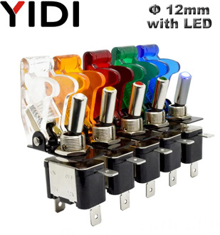 Auto Car Boat Truck 12V LED Toggle Switch Light Illuminated 3pin ON Off 20A with Safety Aircraft Flip Up Cover Guard Red Green