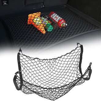 Auto Care 65x50 cm Universele Kofferbak Bagage Opslag Cargo Organizer Nylon Rekbare Elastische Mesh Net Met 4 plastic Haken