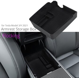 Auto Centrale Armsteun Cover Tray Opbergdoos Voor Tesla Model 3 Middenconsole Organizer Containers Massaal Interieur Flocking achterkant doos