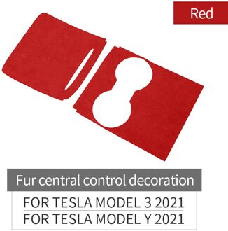 Auto Centrale Bedieningspaneel Beschermende Patch Voor Tesla Model 3 /Model Y Faux Fur Cover Auto-interieur auto Styling Rood
