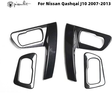 Auto Cover Stick Trim Abs Carbon Fiber Deur Binnenste Handvat Kom Armsteun Leuning Frame Lamp Panel Voor Nissan Qashqai J10 2007 koolstofvezel patroon