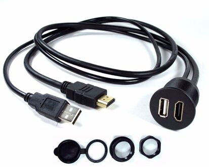 Auto Dashboard Inbouw USB 2.0 & HDMI Socket Extension Lead Panel Kabel