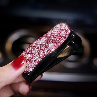 Auto Diamant Hand-Made Lenzenvloeistof Houder Bril Opslag Clip Voor Abs Clip Auto Interieur Organiseren Accessoires Auto Zonnebril Houder roze 1 stk