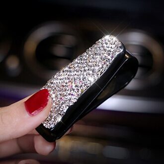 Auto Diamant Hand-Made Lenzenvloeistof Houder Bril Opslag Clip Voor Abs Clip Auto Interieur Organiseren Accessoires Auto Zonnebril Houder wit 1 stk