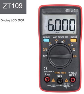 Auto Digitale Multimeter 8000 Hoge Precisie True Rms Auto Range Ampèremeter Voltmeter Smart Condensator Temperatuur Ncv Ohm Hz Tester ZT109